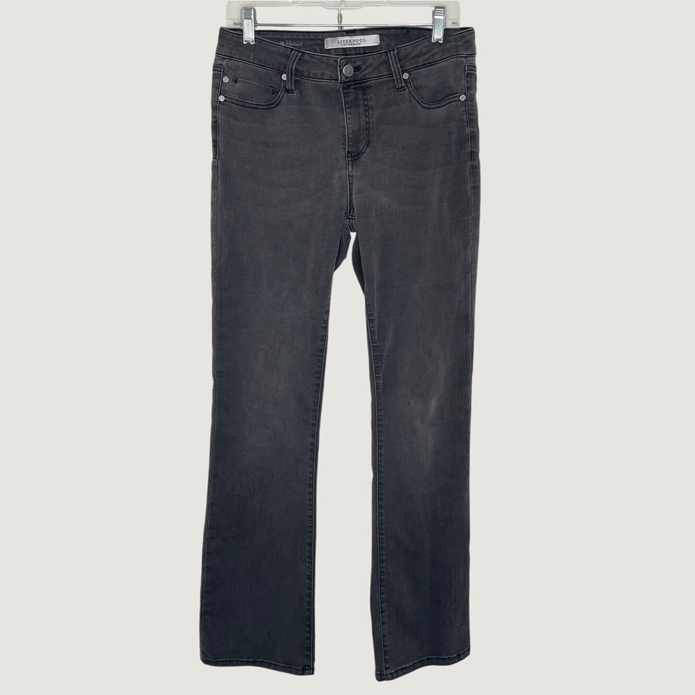 Liverpool Women's Sz 8 Charcoal Bootcut Wide Leg Denim Jeans Western Casual Wear